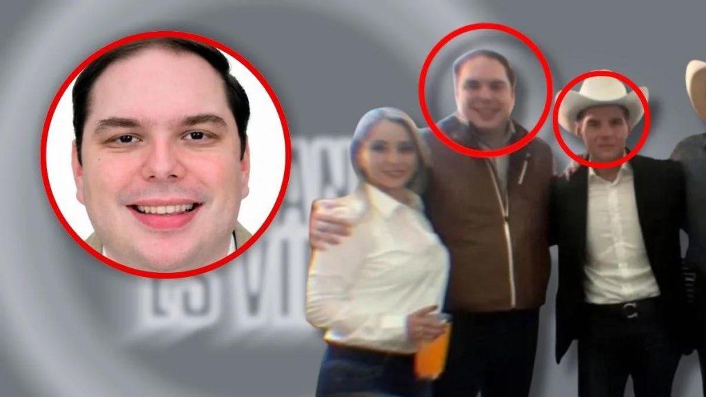 Group Photo of Four Adults Posing; a Large Circular Inset on the Left Shows a Smiling Man, with Two Other Men Circled in Red in the Background. - Tu Vecino Informa